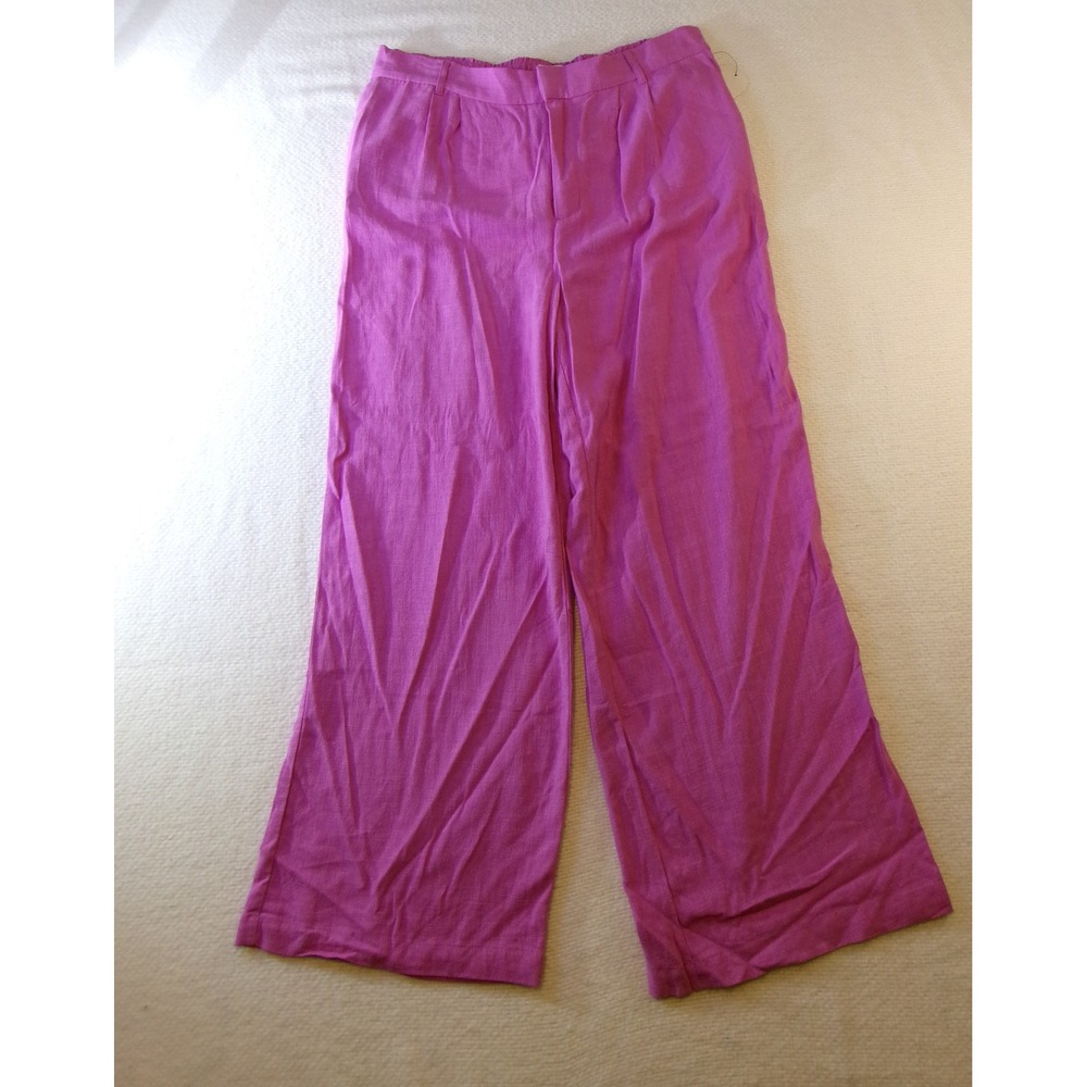 Wonderly Womens XL Star Orchid Pink Linen‎ Blend Wide Leg Pleated Pants NWT